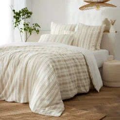 Housse de couette réversible coton texturé et percale (260 x 240 cm) Alice Ficelle
