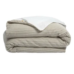 Housse de couette réversible coton texturé et percale (200 x 200 cm) Alice Ecru