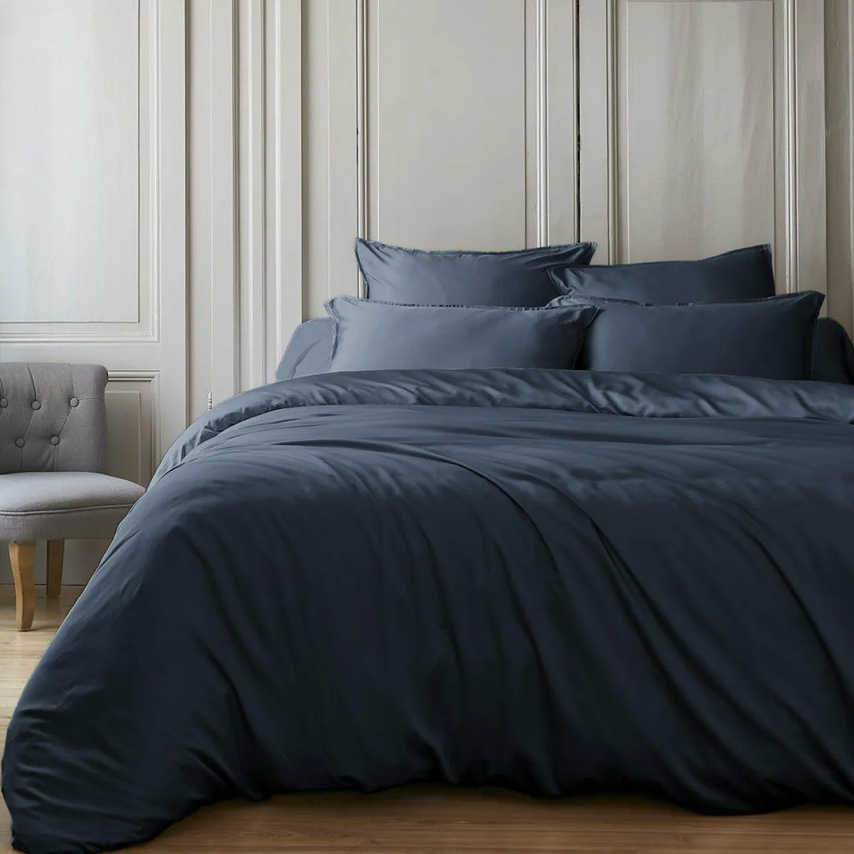 Housse de couette satin de bambou (240 x 220 cm) Sienna Bleu nuit