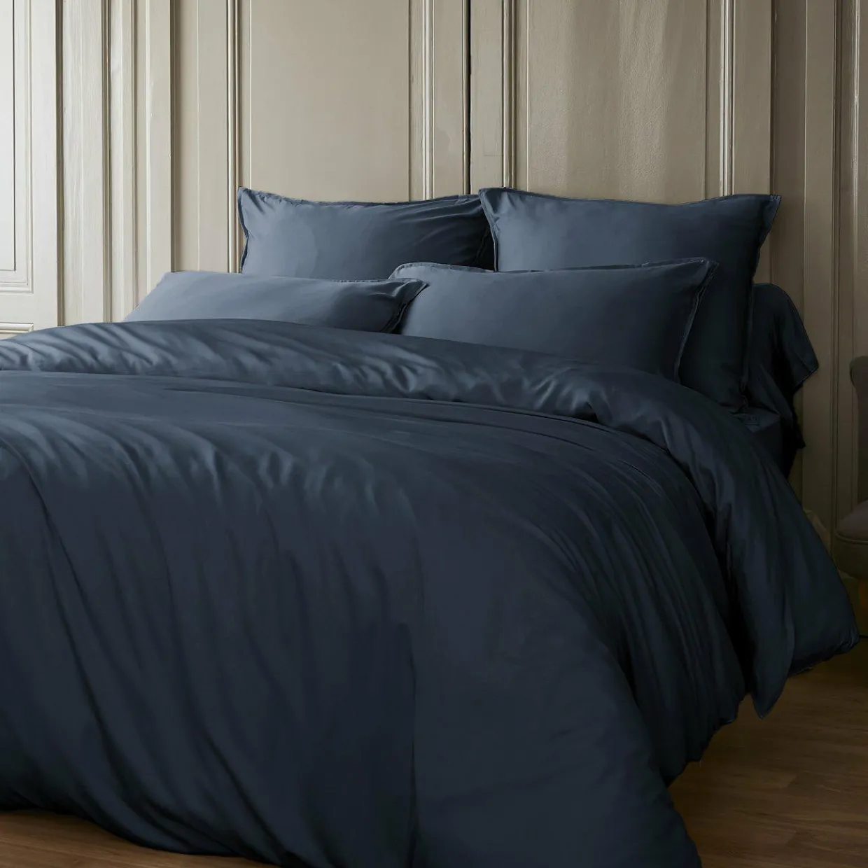 Housse de couette satin de bambou (240 x 220 cm) Sienna Bleu nuit