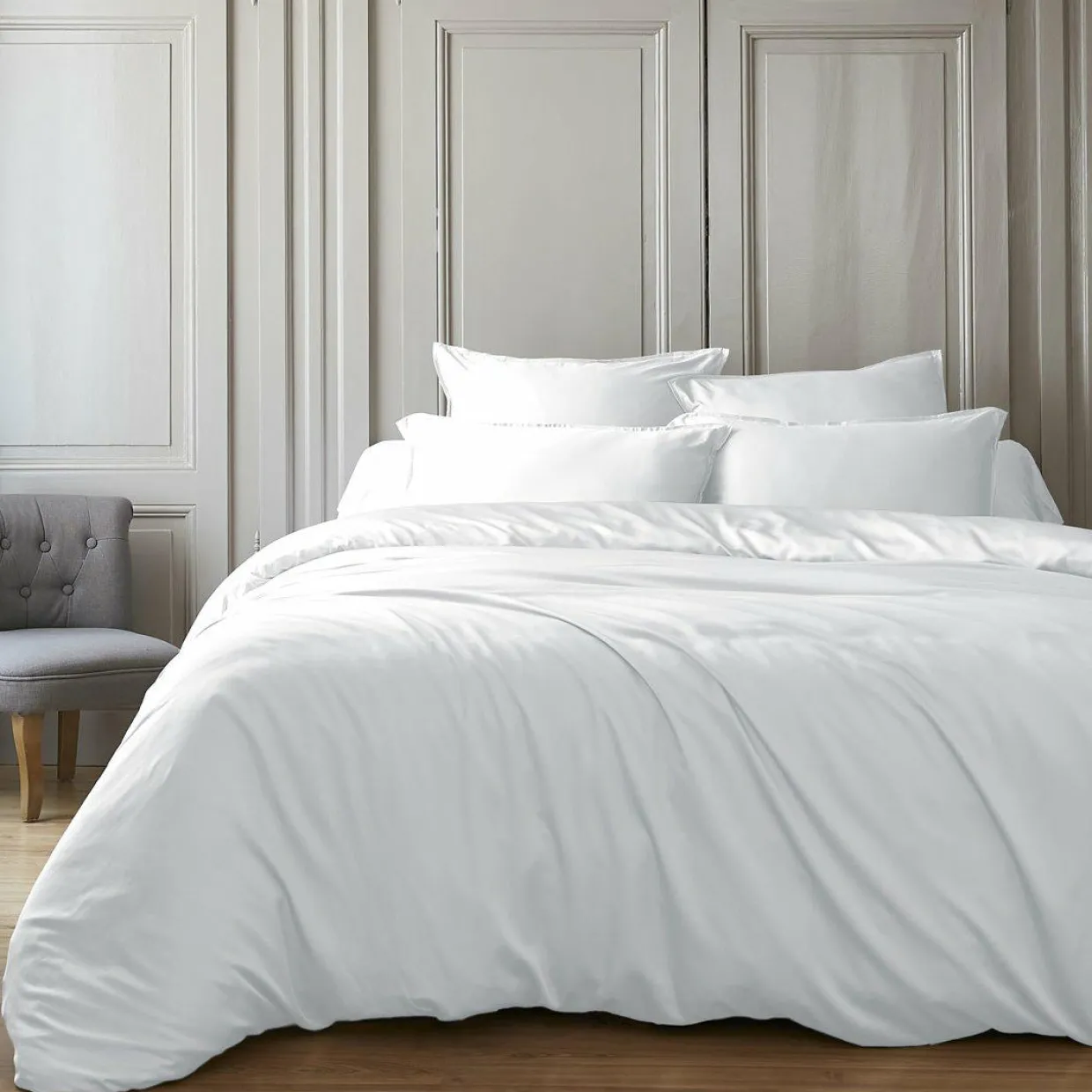 Housse de couette satin de bambou (140 x 200 cm) Sienna Blanc chantilly