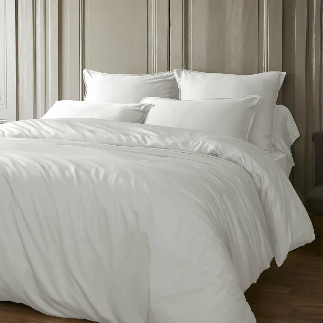 Housse de couette satin de bambou (140 x 200 cm) Sienna Blanc chantilly