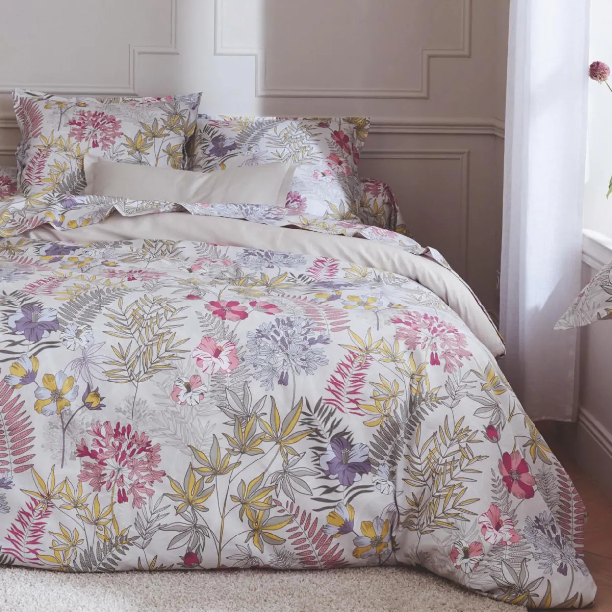 Housse de couette satin de coton (280 x 240 cm) Anaïs Multicolore