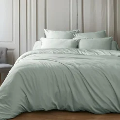 Housse de couette satin de bambou (280 x 240 cm) Sienna Vert eucalyptus