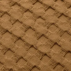 Housse de coussin carrée coton nid d'abeille (40 x 40 cm) Maya Camel