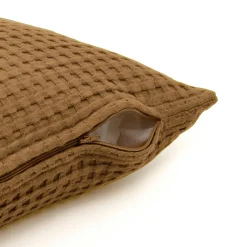 Housse de coussin carrée coton nid d'abeille (40 x 40 cm) Maya Camel