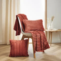 Housse de coussin rectangulaire flanelle (30 x 50 cm) Dune Terracotta