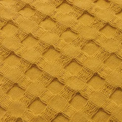 Housse de coussin rectangulaire coton nid d'abeille (30 x 50 cm) Maya Jaune safran