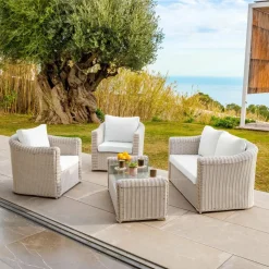 Housses de coussin de remplacement pour salon de jardin Calvi 5 places - Blanc
