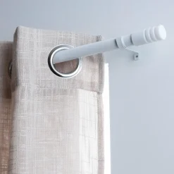 Kit de tringle extensible (135 à 225 cm) Cylindre strié Blanc