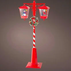Lampadaire double illuminé 66 LED (H188 cm) Noël Magique Rouge