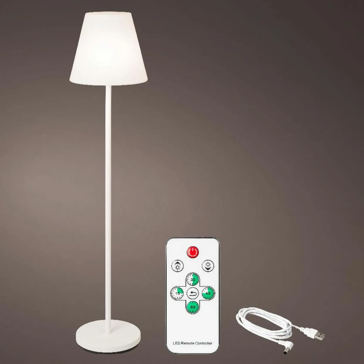 Lampadaire extérieur sans fil rechargeable USB LED (H150 cm) Brooklyn Blanc