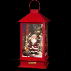 Lanterne de Noël à piles lumineuse et musicale (H38 cm) Féerie Rouge