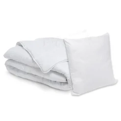 Lot Couette chaude anti-acariens (140 x 200 cm) + 1 Oreiller (60 x 60 cm) Comète Blanche