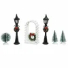 Lot d'accessoires lampadaires et décorations pour aménager un village