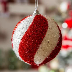 Lot de 12 boules de Noël (D80 mm) Spiralis Rouge