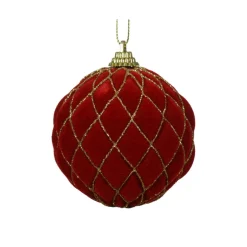 Lot de 12 boules de Noël (D80 mm) Buckingham Rouge et or