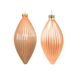 Lot de 3 boules de Noël en verre (D60 mm) Goutte précieuse Rose pêche