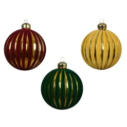 Lot de 12 boules de Noël en verre (D100 mm) Velours Vintage