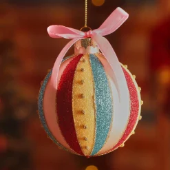 Lot de 12 boules de Noël en verre (D80 mm) Rêverie Multicolore