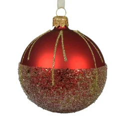 Lot de 6 boules de Noël en verre (D80 mm) Ballotine Rouge