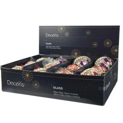 Lot de 12 boules de Noël en verre (D100mm) Diamant Rocaille Rouge et violet