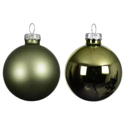 Lot de 4 boules de Noël en verre (D100 mm) Boréal Vert romarin