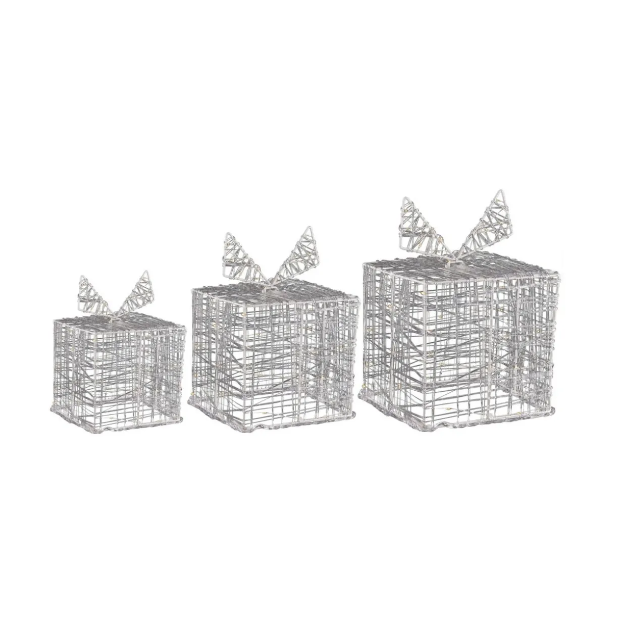 Lot de 3 cadeaux lumineux 90 LED (H15 cm) Santa Multicolore