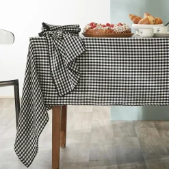 Lot de 2 essuie-main gaze de coton (50 x 70 cm) Gaïa vichy Noire