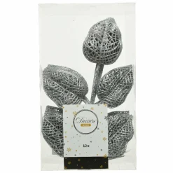 Lot de 12 feuilles à suspendre (H36 cm) Alpine Argent