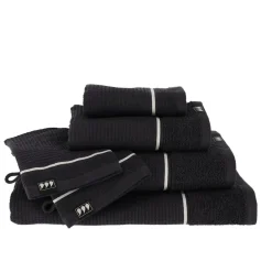 Lot de 2 gants de toilette coton nid d'abeille (15 x 21 cm) Japandi Noir