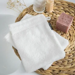 Lot de 2 gants de toilette coton bio (15 x 21 cm) Méline Blanc chantilly