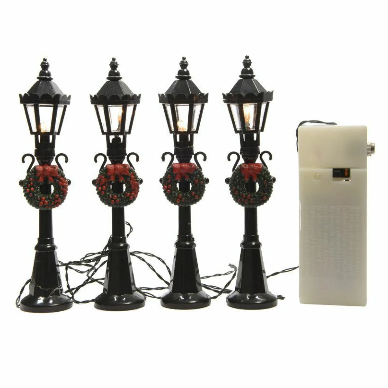 Lot de 4 lampadaires illuminés (H12 cm) pour aménager un village