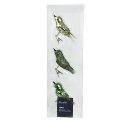 Lot de 3 Oiseaux en verre (8 cm) Christmas Bird Vert
