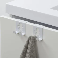 Lot de 2 patères à suspendre métal (H4,8 cm) Bonhommes Blanc