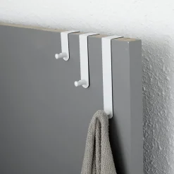 Lot de 3 patères de porte acier inoxydable (H7-13-19 cm) Blanc