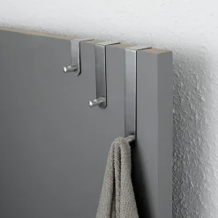 Lot de 3 patères de porte acier inoxydable (H7-13-19 cm) Chrome