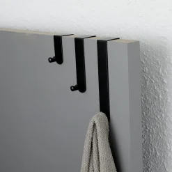Lot de 3 patères de porte acier inoxydable (H7-13-19 cm) Noir