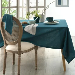 Lot de 4 serviettes coton (40 x 40 cm) Chambray Bleu canard