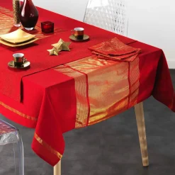 Lot de 3 serviettes coton (40 x 40 cm) Elegancia Rouge