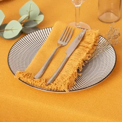 Lot de 2 serviettes coton (40 x 40 cm) Maha Jaune ocre