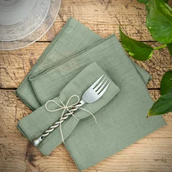 Lot de 3 serviettes gaze de coton (40 x 40 cm) Gaïa Vert eucalyptus
