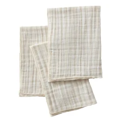 Lot de 3 serviettes gaze de coton (40 x 40 cm) Gaïa vichy Beige