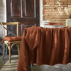 Lot de 3 serviettes gaze de coton (40 x 40 cm) Gaïa Terracotta