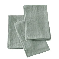 Lot de 3 serviettes lin lavé (40 x 40 cm) Louise Vert eucalyptus