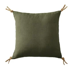 Lot de 3 serviettes lin lavé (40 x 40 cm) Louise Vert romarin