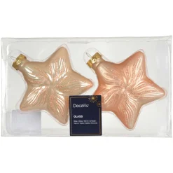 Lot de 2 suspensions en verre (H10 cm) Étoiles Céleste Pêche
