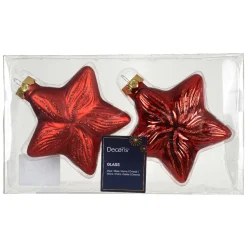 Lot de 2 suspensions en verre (H10 cm) Étoiles Céleste Rouge