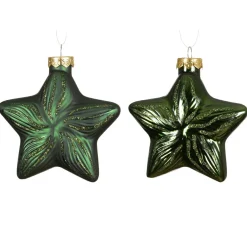 Lot de 2 suspensions en verre (H10 cm) Étoiles Céleste Vert Pin