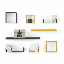 Lot de 3 étagères bois (H15-20-25 cm) Cube Naturel